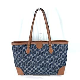 Gucci-Bolsa tote em denim Gucci Ophidia GG-Azul