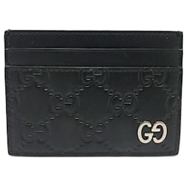 Gucci-Gucci 473927 Sima Card Case in Black-Black