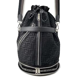 Fendi-Fendi Zucca Nylon Shoulder Bag-Black