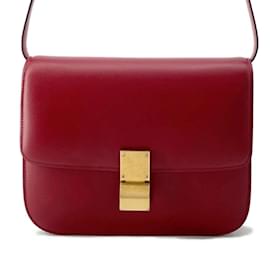 Céline-Celine Classic Box Medium Crossbody Shoulder Bag-Red