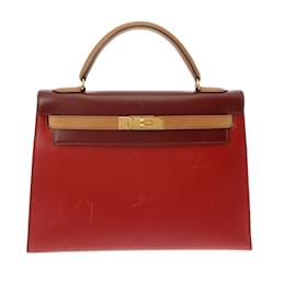 Hermès-Sac à main Hermes Kelly 32-Rouge,Autre