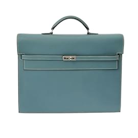 Hermès-Hermes Kelly Depeche 38 Handbag-Blue