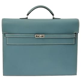Hermès-Hermes Kelly Depeche 38 Handbag-Blue