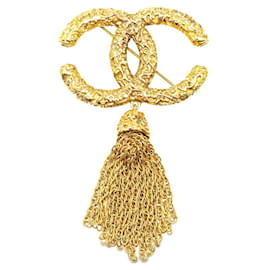 Chanel-Chanel Coco Mark Lava Tassel Brooch-Golden