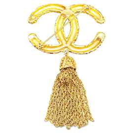 Chanel-Chanel Coco Mark Lava Tassel Brooch-Golden