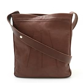 Hermès-Sac à bandoulière en cuir Hermes Toudou-Marron