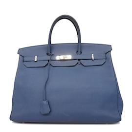 Hermès-Hermes Birkin 40 Handbag in Blue Agate-Blue