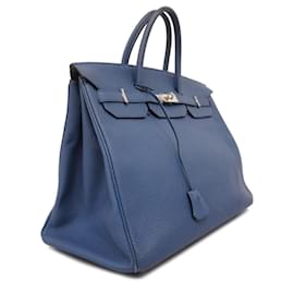Hermès-Hermes Birkin 40 Handbag in Blue Agate-Blue