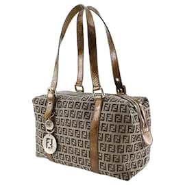 Fendi-Fendi Zucca Shoulder Bag-Bronze
