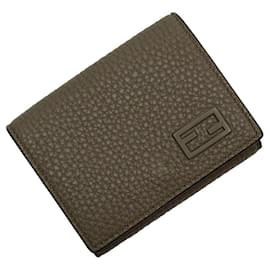 Fendi-Fendi Tri-fold Wallet in Grayish Leather-Grey