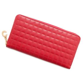 Céline-Carteira Longa Celine C Charm em Matelassê Vermelho-Vermelho