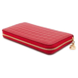 Céline-Carteira Longa Celine C Charm em Matelassê Vermelho-Vermelho