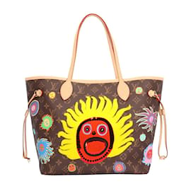 Louis Vuitton-Louis Vuitton Yayoi Kusama Collaboration Neverfull MM Tote Bag-Brown,Multiple colors,Monogram