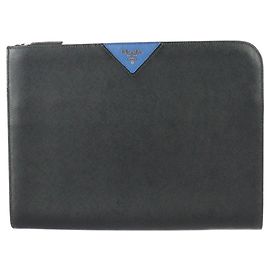 Funda de documentos de viaje Prada Saffiano Negro Azul