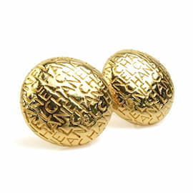 Chanel-Chanel Gold Metal Clip Earrings-Golden