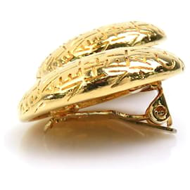 Chanel-Chanel Gold Metal Clip Earrings-Golden