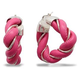 Orecchini a cerchio rosa e argento Bottega Veneta Argento Rosa