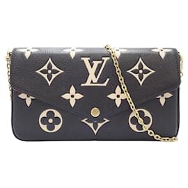 Louis Vuitton-Chaîne de portefeuille Pochette Felicie Louis Vuitton-Noir,Beige