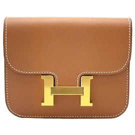 Monedero Constance de Hermès Castaño Dorado