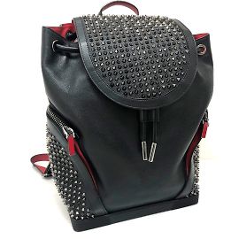 Zaino in pelle nera Christian Louboutin Nero