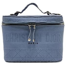 Christian Dior-Christian Dior Blue Embroidery Vanity Bag-Blue