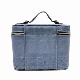 Christian Dior-Christian Dior Blue Embroidery Vanity Bag-Blue