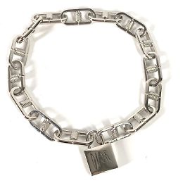 Bracciale a catena con chiave e lucchetto in argento Christian Dior Argento