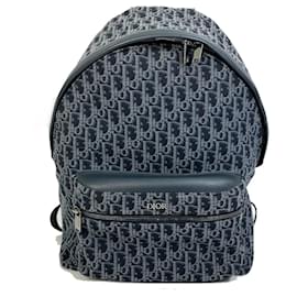 Christian Dior-Christian Dior Trotter Oblique Backpack-Navy blue