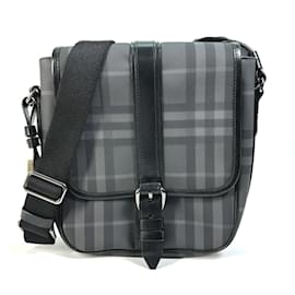 Burberry-Burberry Gray Check Crossbody Shoulder Bag-Brown