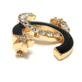 Chanel-Chanel 23A Gold and Black Brooch-Golden