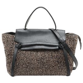 Céline Bolsa de cinto Celine em lona preta e couro Preto