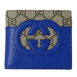 Gucci-Gucci Men's Bi-fold Wallet in GG Supreme-Brown,Blue,Beige