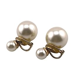 Christian Dior-Boucles d'oreilles en fausse perle Tribales Christian Dior-Blanc