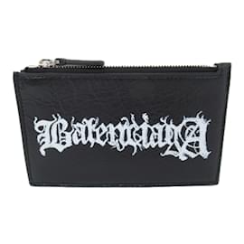 Balenciaga-Balenciaga Black Leather Card Wallet-Black