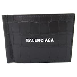 Balenciaga-Balenciaga Black Leather Bi-Fold Wallet-Black
