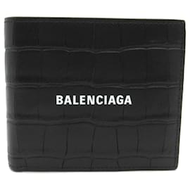 Balenciaga-Balenciaga Black Leather Bi-Fold Wallet-Black