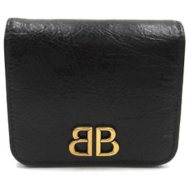 Billetera bi-fold de cuero negro Balenciaga Negro