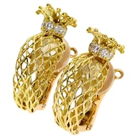 Piaget-Boucles d'oreilles Piaget Diamond Clip en or jaune 18K-Autre