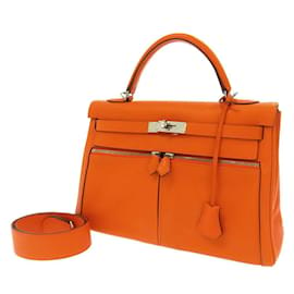 Hermès-Bolsa Hermes Kelly Raki 32 em couro Swift laranja-Laranja