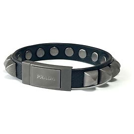 Bracciale in pelle da uomo Prada Nero