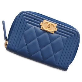 Monedero de piel de cordero Chanel Azul