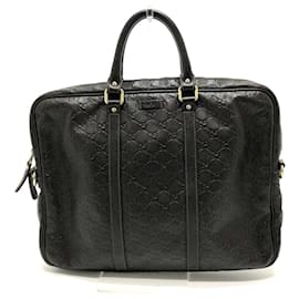 Gucci-Gucci 201480 Sima Line Brown Leather Briefcase-Brown