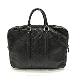 Gucci-Gucci 201480 Sima Line Brown Leather Briefcase-Brown