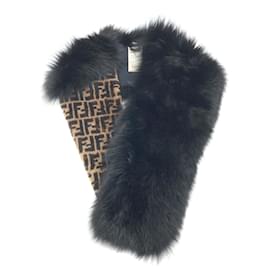 Fendi-Fendi Black and Brown Fur Stole-Black