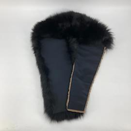 Fendi-Fendi Black and Brown Fur Stole-Black