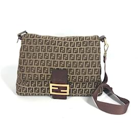 Fendi-Fendi Zucchino Brown Shoulder Bag-Brown