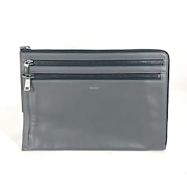Fendi-Fendi Gray Leather Clutch Bag-Brown