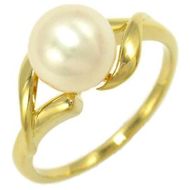 Mikimoto-Perlenring aus Gelbgold Weiß