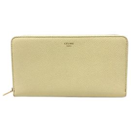 Céline Celine Beiger Leder Langgeldbörse Beige