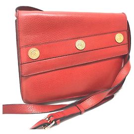 Céline Celine Red Leather Shoulder Bag Red